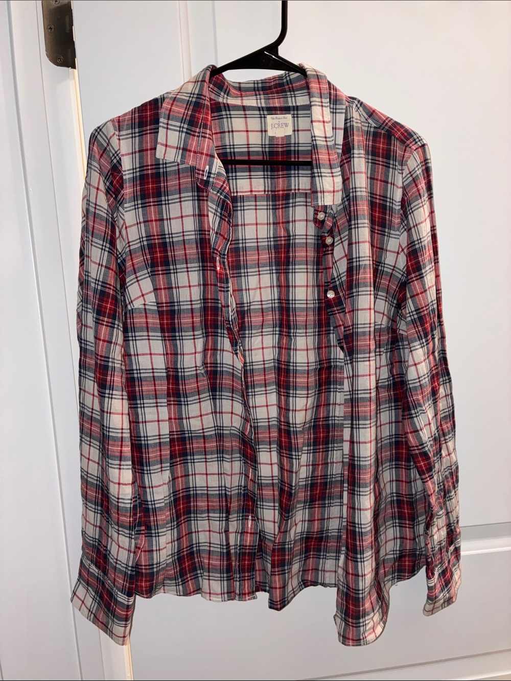 J. Crew Plaid Button-Down Shirt in Red, Navy & White